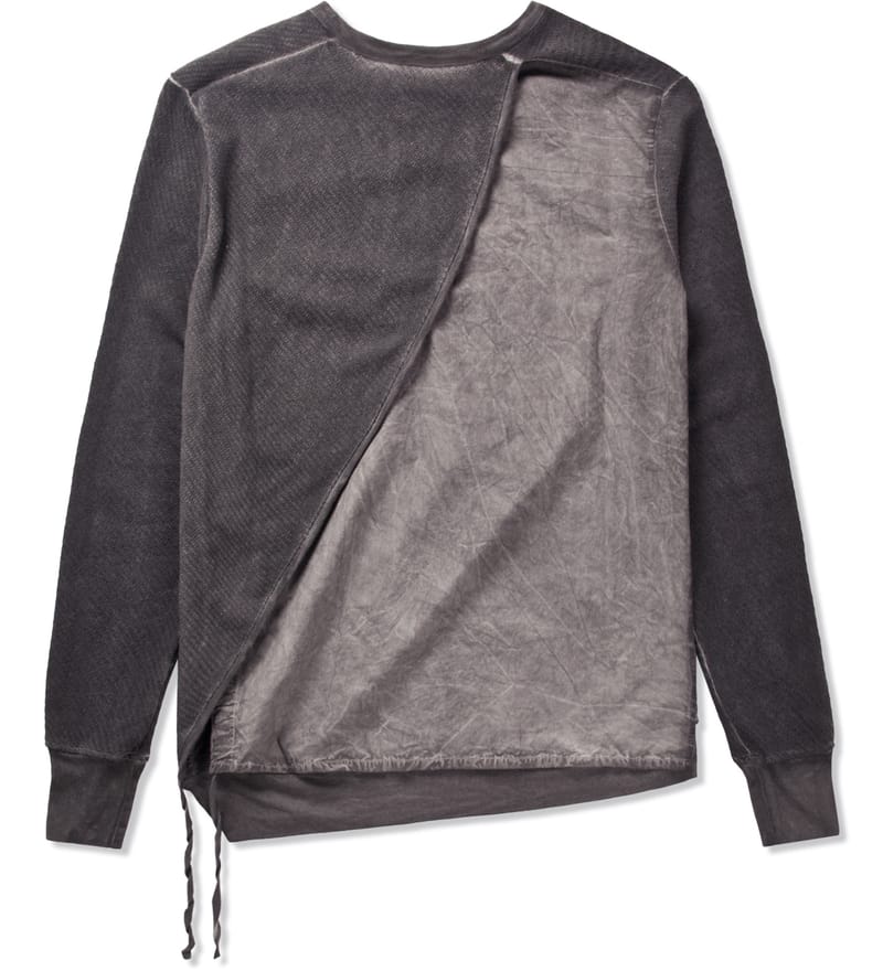 SILENT DAMIR DOMA - Washed Out Grey Tempari Side Slit Sweater | HBX