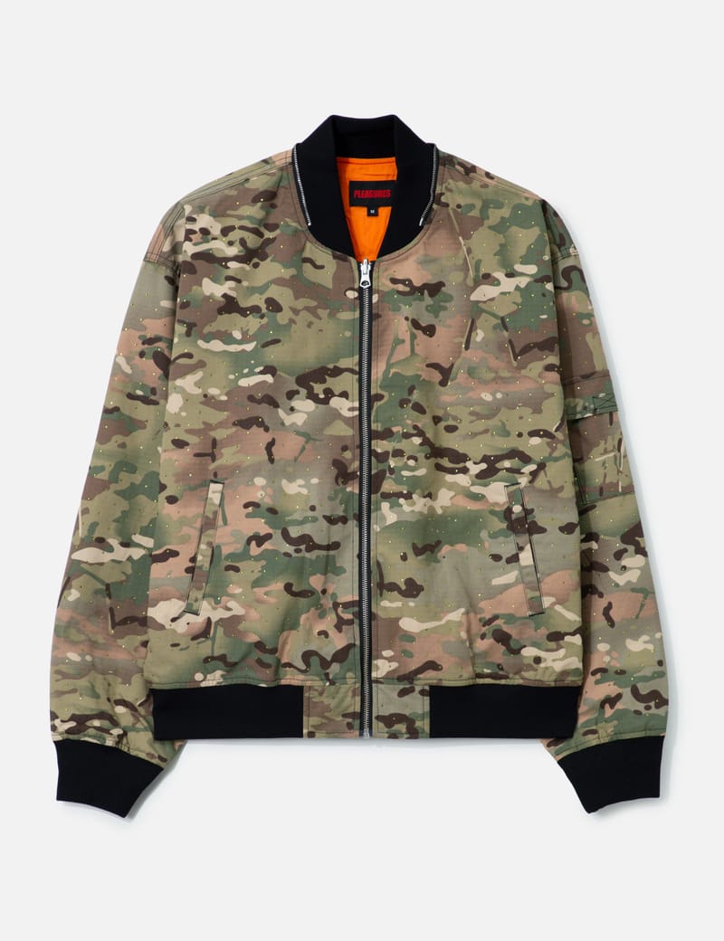 Pleasures Gem Camo Bomber - カモ柄とクリスタル装飾のリラックス