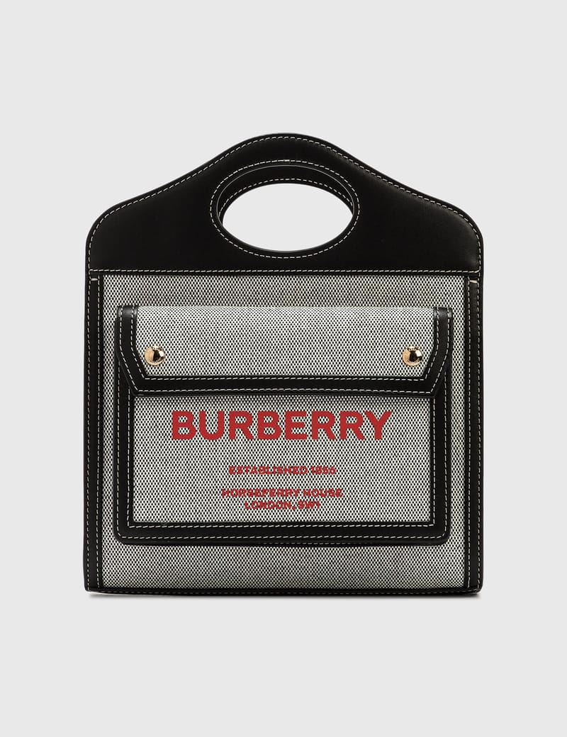 ☆韓国の人気☆【BURBERRY】☆Mini Two-toneトートバッグ☆ Burberry - Mini Two-tone Canvas and Leather Pocket Bag | HBX