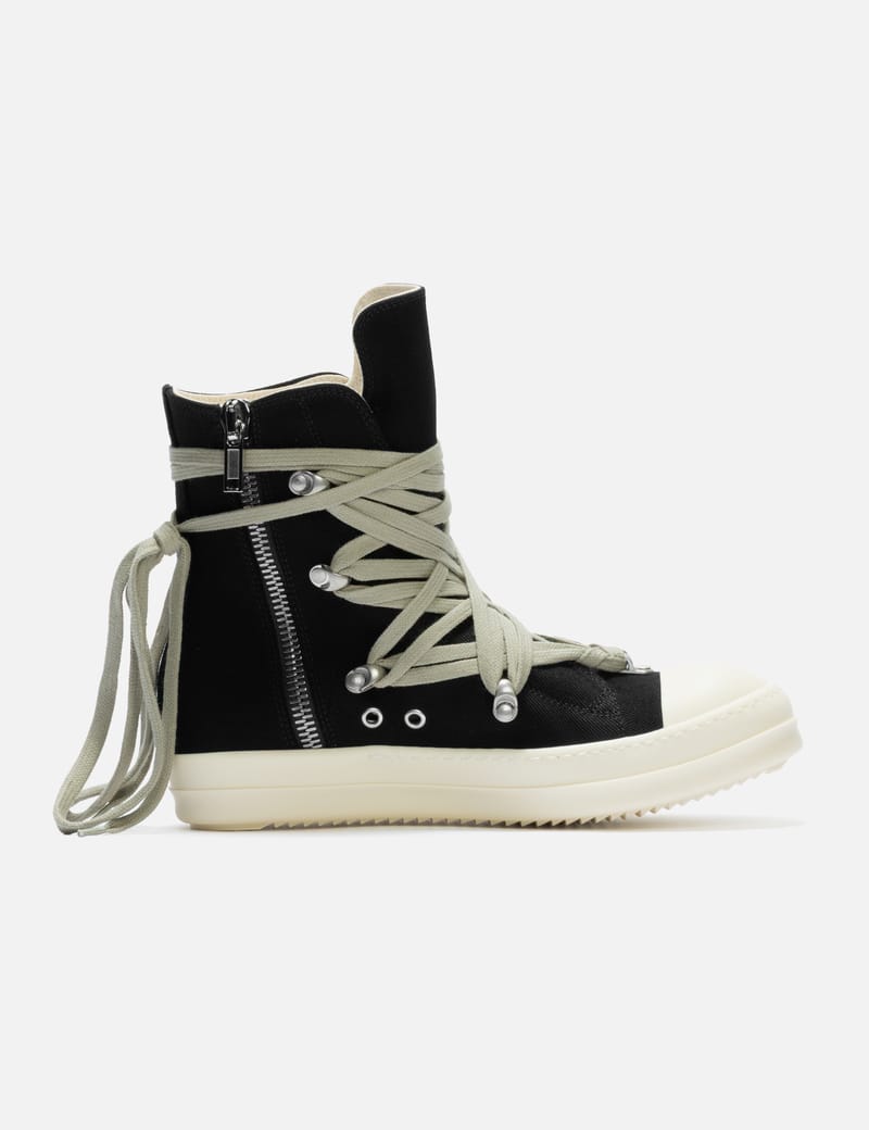 Rick Owens Drkshdw Megalace Sneaks - Overdyed denim high-top