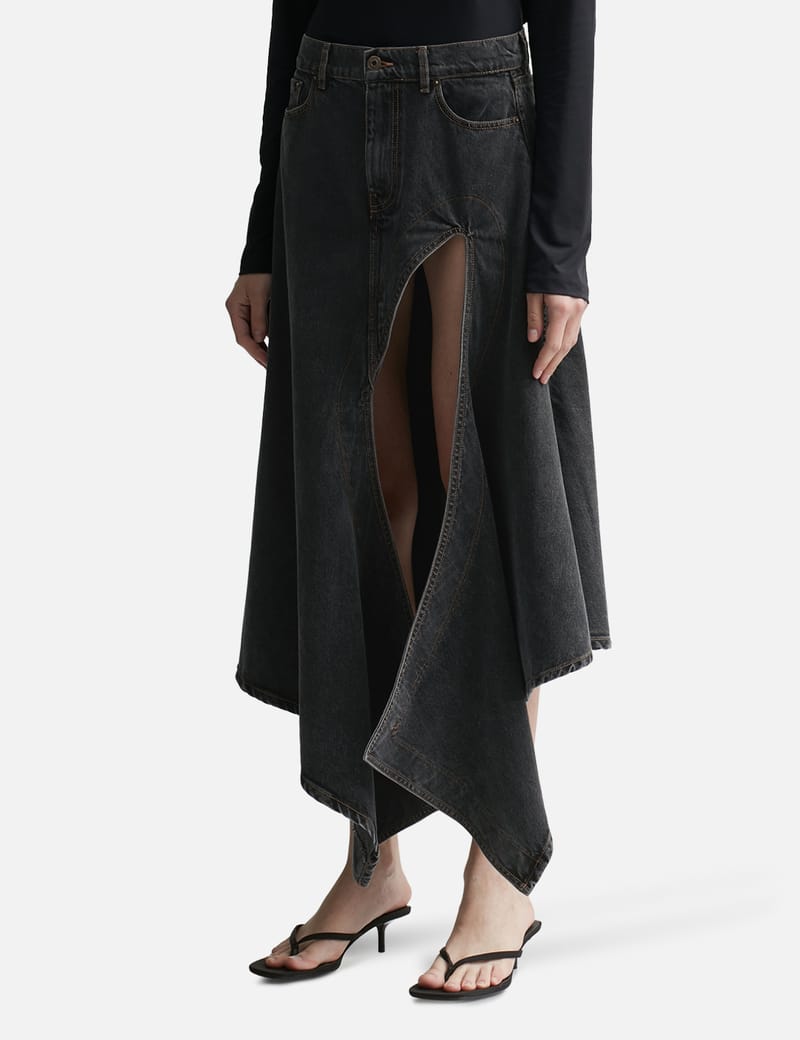 Y/PROJECT - EVERGREEN CUT OUT DENIM SKIRT | HBX - Globally