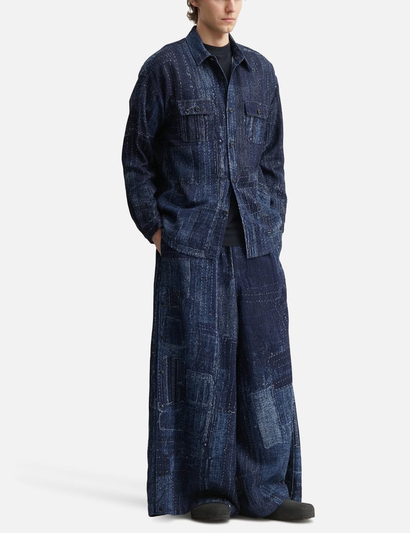 FDMTL Boro Shirt Rinse - Relaxed indigo shirt with Japanese boro