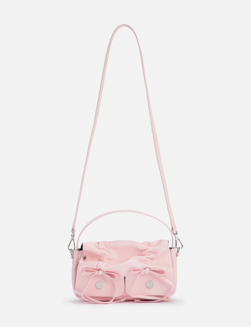 Multipocket Micro leather shoulder bag in pink - Acne