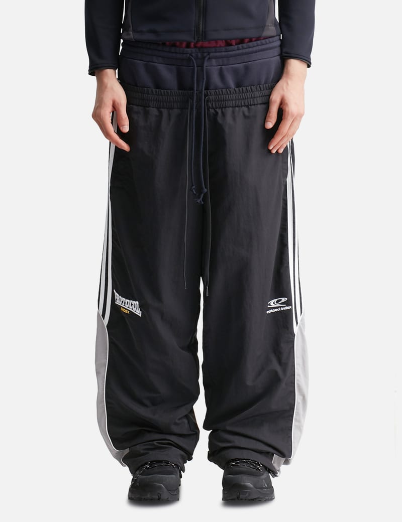Protocol-Index 3 Layered Track Pants - Oversized black track pants