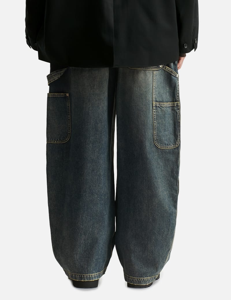 CLESSTE Vintage Dyed Selvedge Denim Double Knee Curved Worker