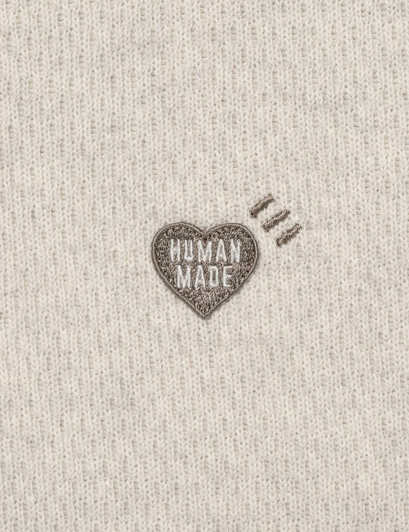 Human Made Henley Neck Shirt - White textured cotton thermal