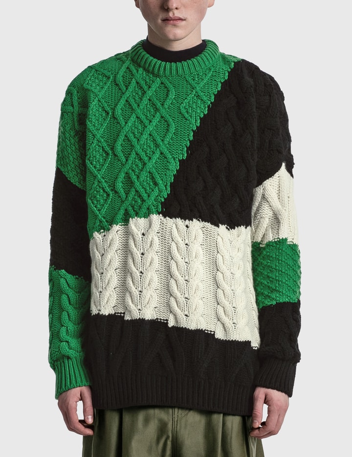 Loewe - COLORBLOCK CABLE SWEATER | HBX - Globally Curated Fashion and ...