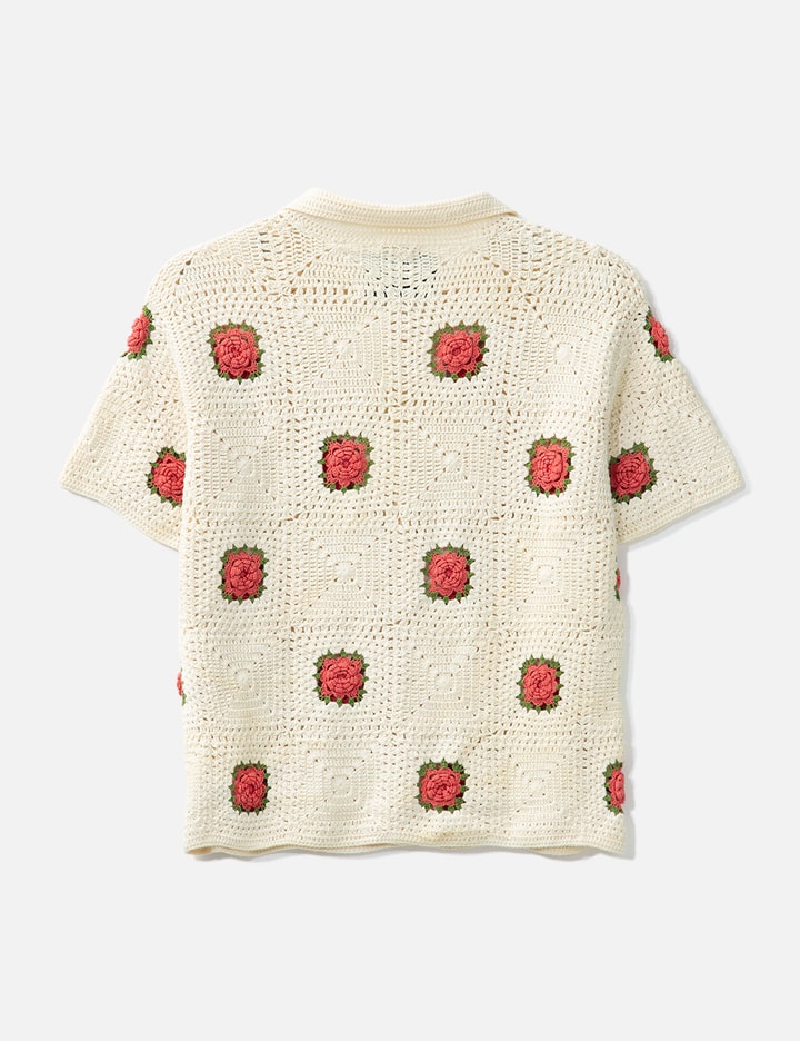 BODE Embroidered Roses Shirt - White knit with embroidered roses ...
