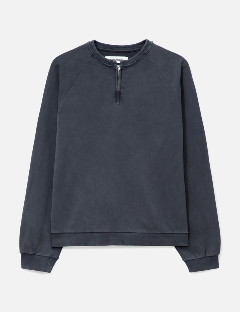 Tonywack Garment Dyed Zip Sweatshirt - Faded black reverse-weave