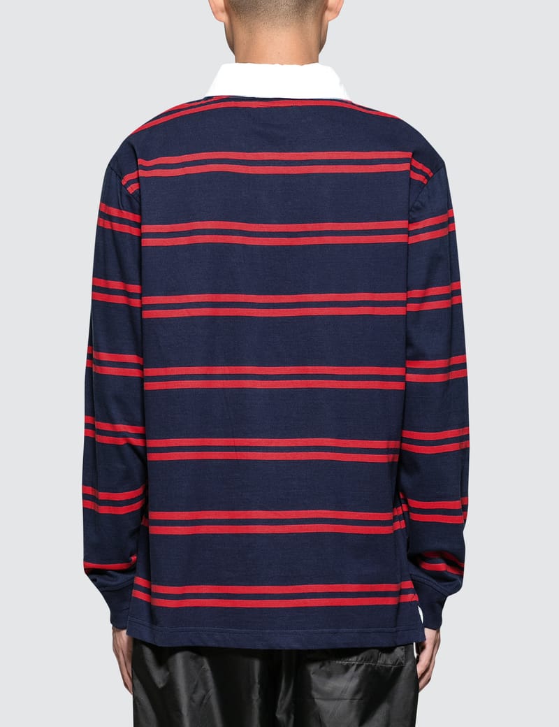 ウェア Stussy STRIPED RUGBY SHIRT Striped Rugby Shirt – Blue | Tops & Knits | Stüssy