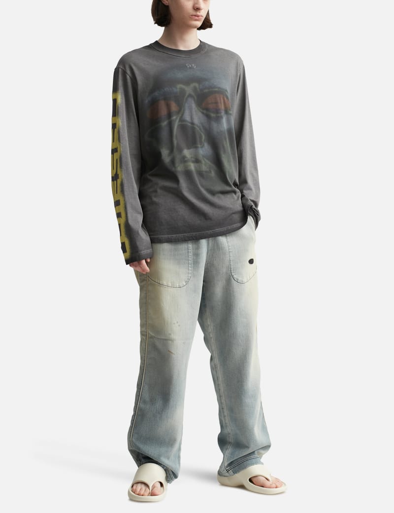 すぐ届く*DIESEL*ディーゼル* T-Crane-Ls-Hood T-CRANE-LS-HOOD Hooded long-sleeve T-shirt with holes