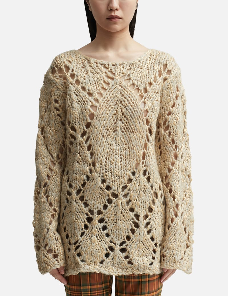 ARGYLE POINTELLE KNIT BOLERO, BEIGE