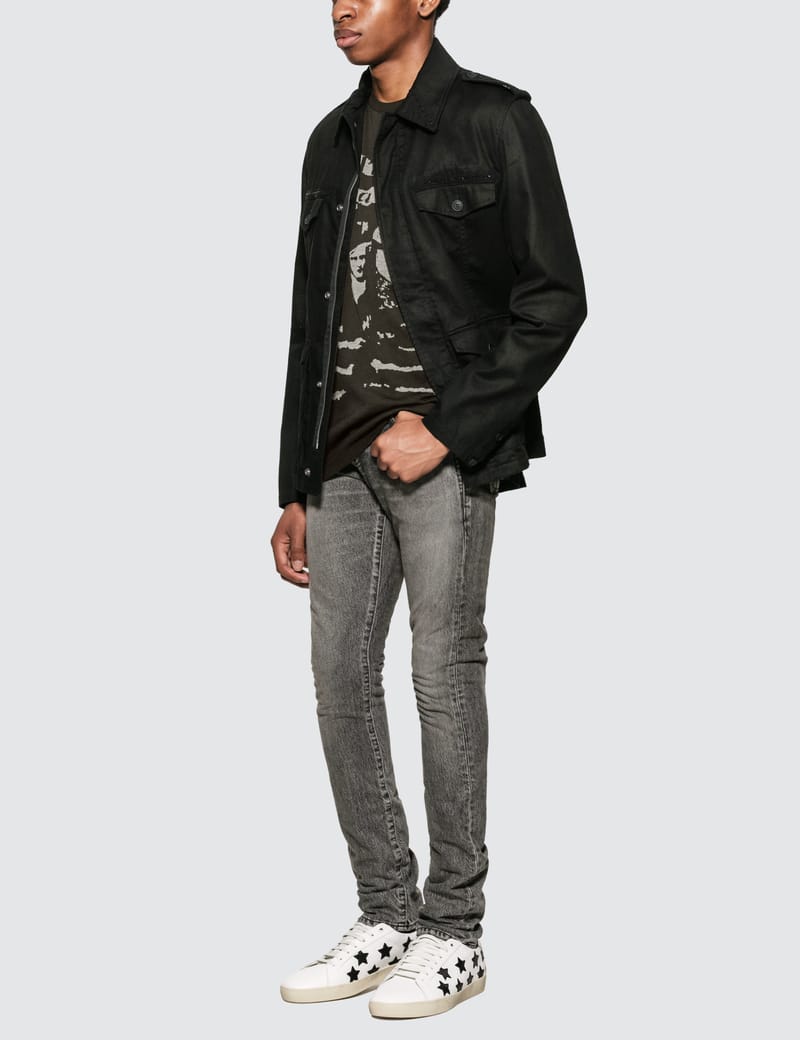 ジャケット・アウター Saint Laurent studs military jacket XS SAINT LAURENT BY HEDI SLIMANE STUDDED COLLAR MOTO JACKET | eBay