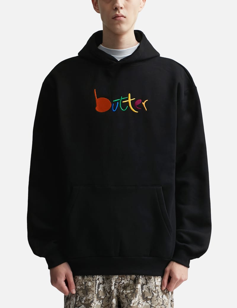 【BUTTER GOODS】 Puff Rounded Logo Pullover Hood : Black butter-goods-puff-rounded-logo