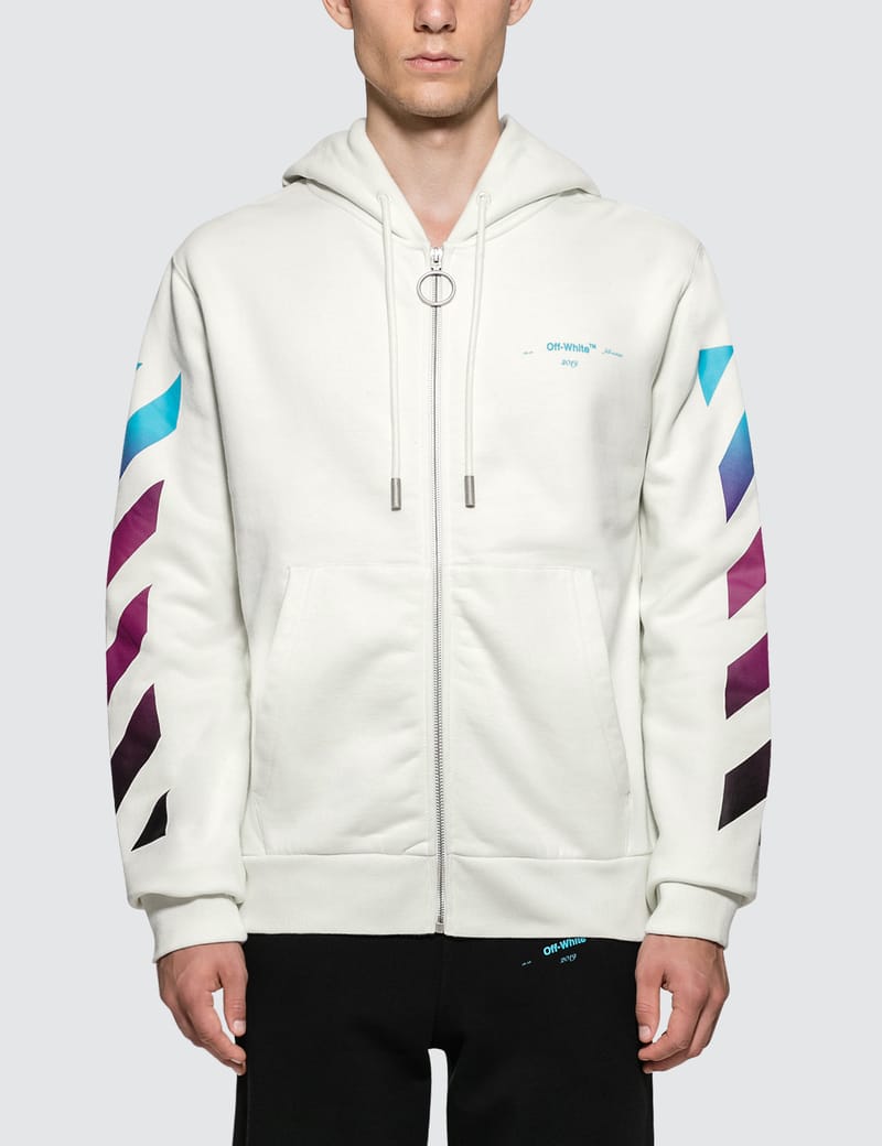 Black diagonal outlet gradient zip hoodie