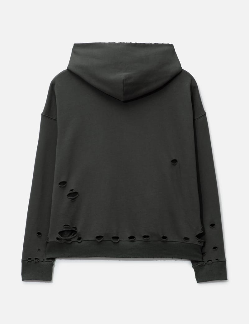 【KOOLOSET】Vintage Damage Hooded Zip-Up CODA - Gray Washed Aging Destroyed Zip-Up Hoodie | HBX
