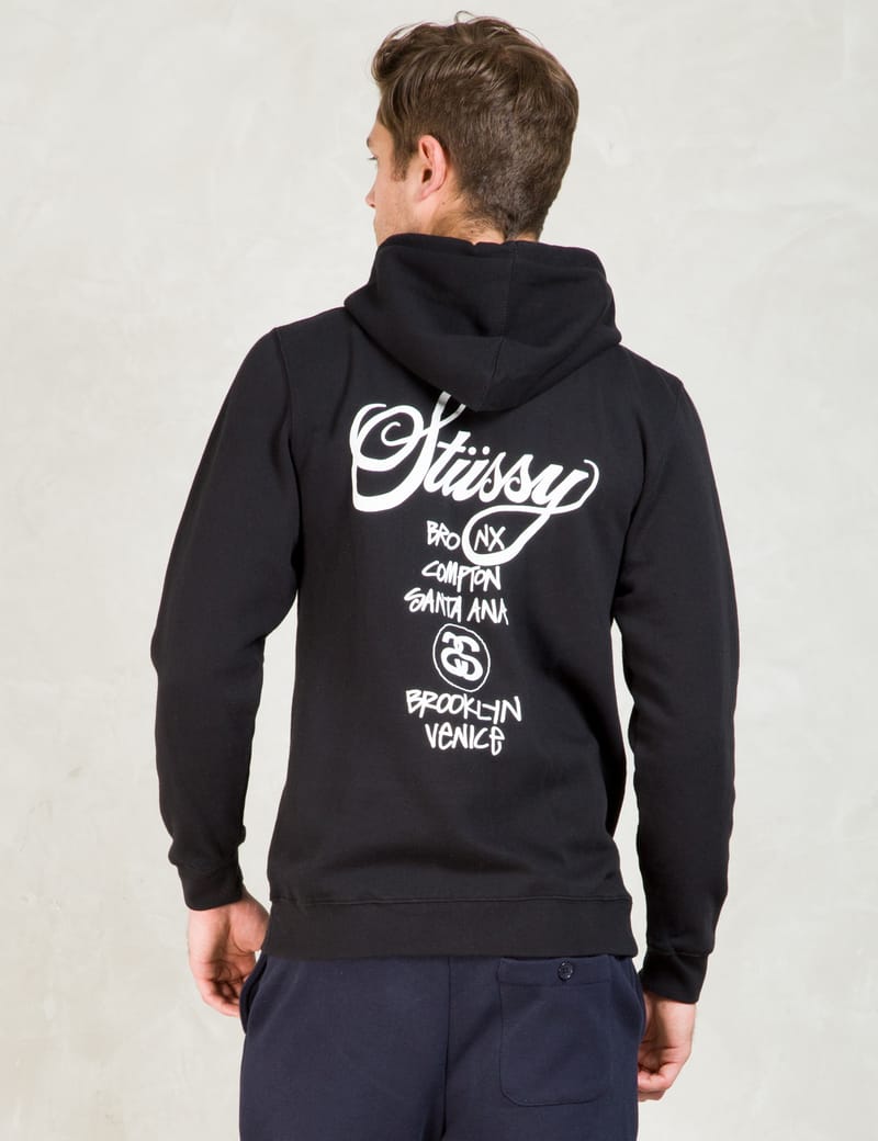 Stüssy - Black World Tour Zip Hoodie | HBX - Globally
