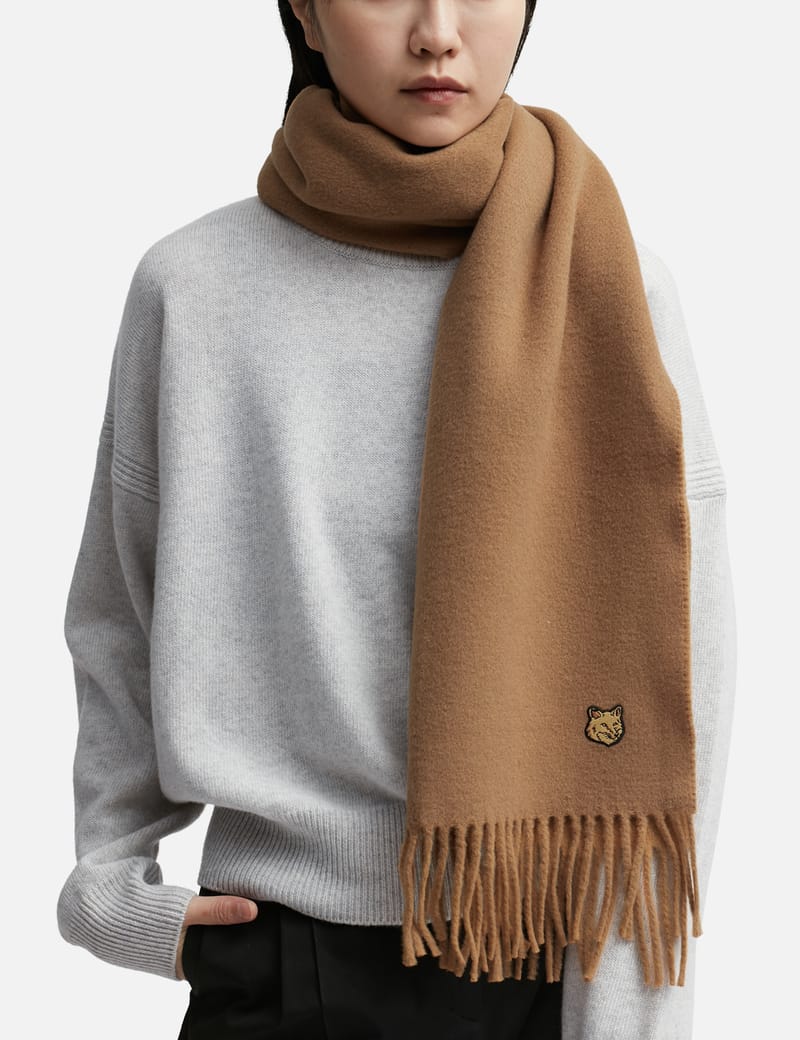 Maison Kitsuné - Bold Fox Head Patch Scarf | HBX - Globally