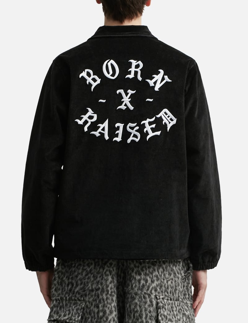 Born x Raised Zine Corduroy Coach Jacket - 刺繍とグラフィック裏地