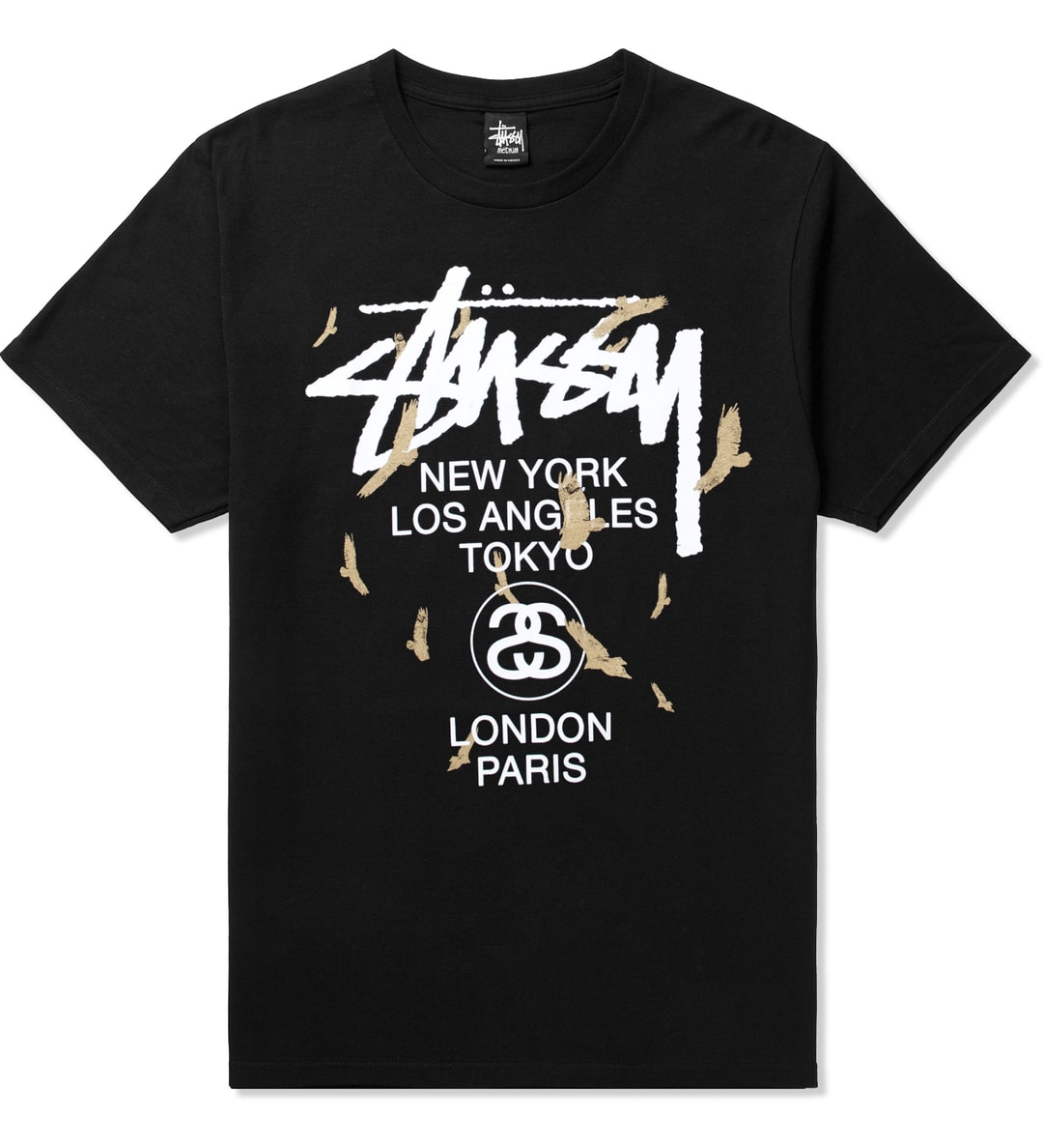 Stüssy - Black World Tour Birds T-Shirt | HBX - Globally Curated