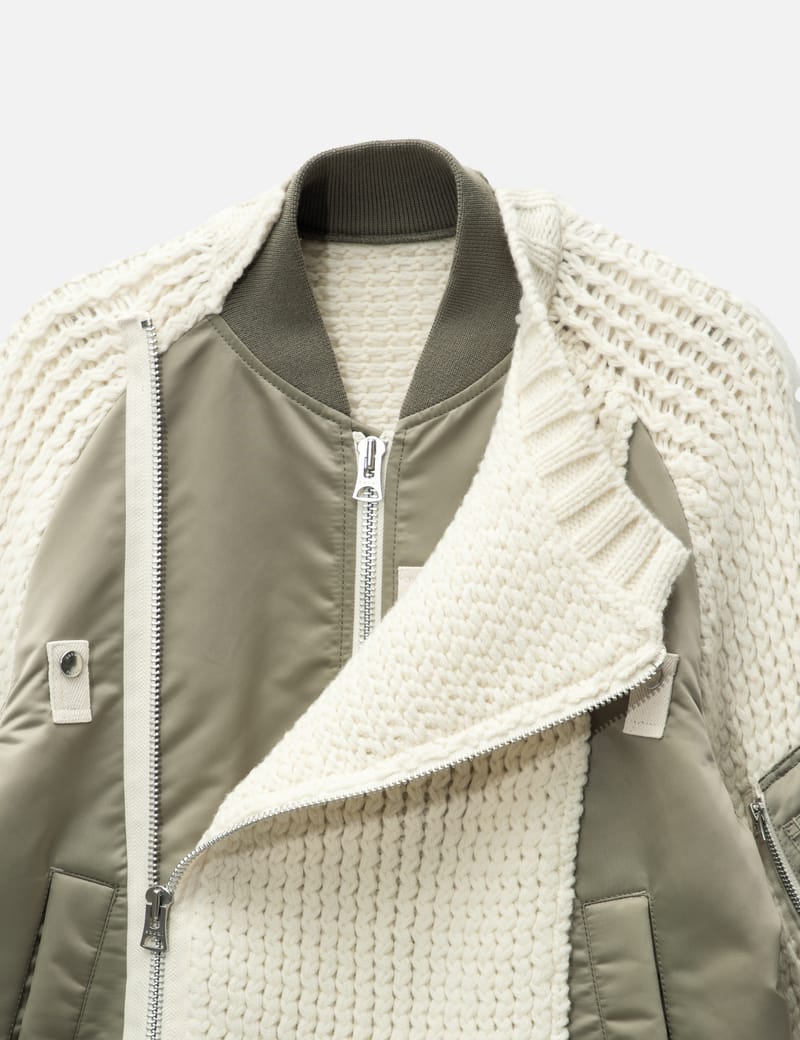 Sacai - Nylon Twill Mix Knit Blouson | HBX - Globally Curated