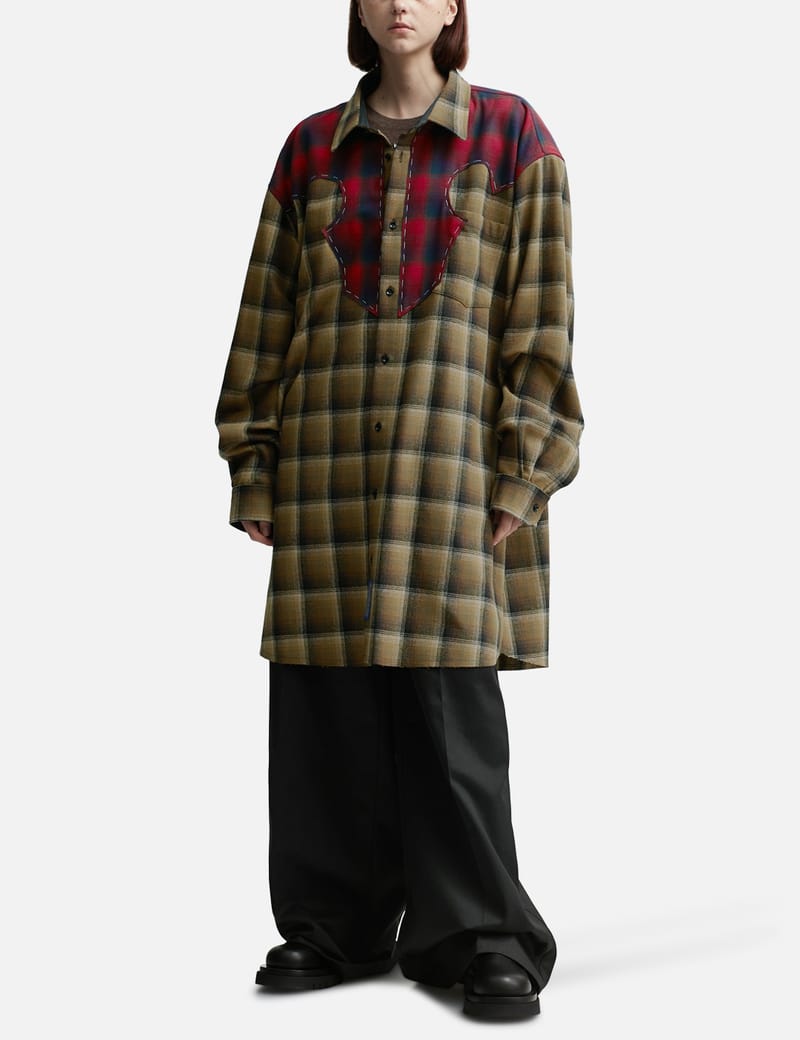 MaisonMargiela ウィメン 逆チェックシャツ MM6 Maison Margielaのオフホワイト リバーシブル チェック