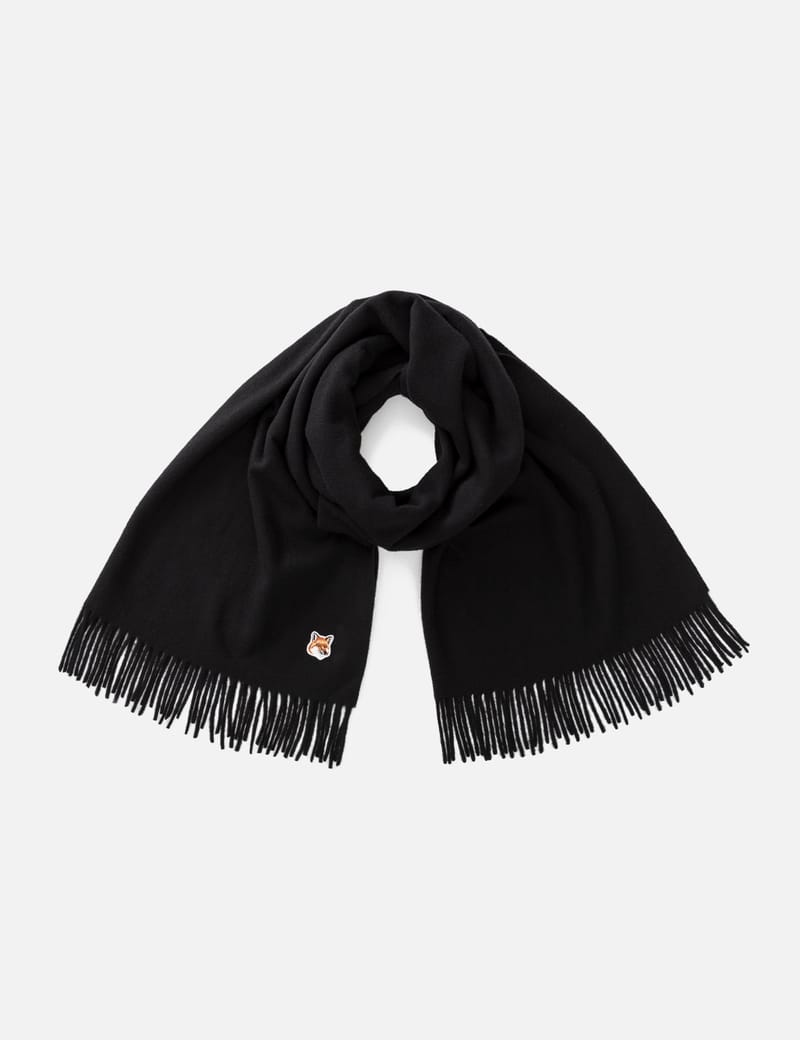 Maison Kitsuné - Fox Head Patch Wool Scarf | HBX - Globally