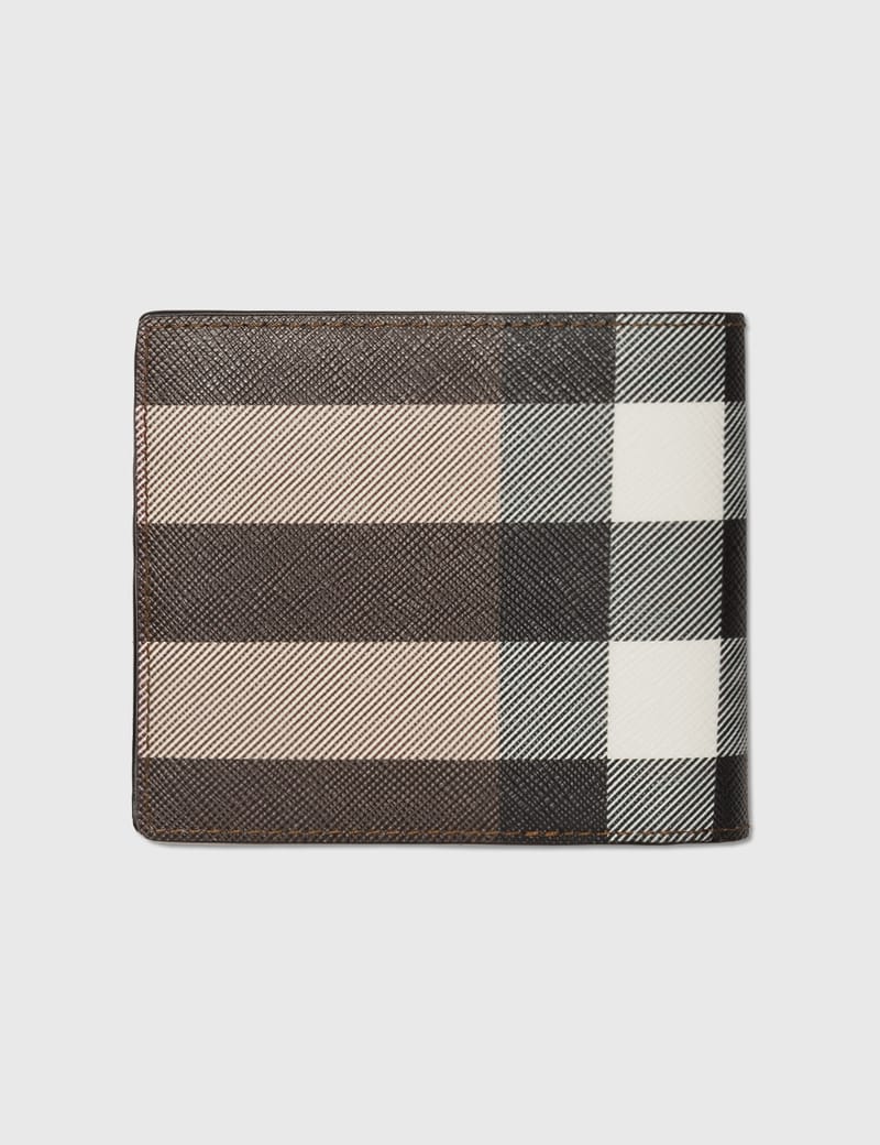 Burberry - Exaggerated Check and Leather Bifold Wallet | HBX