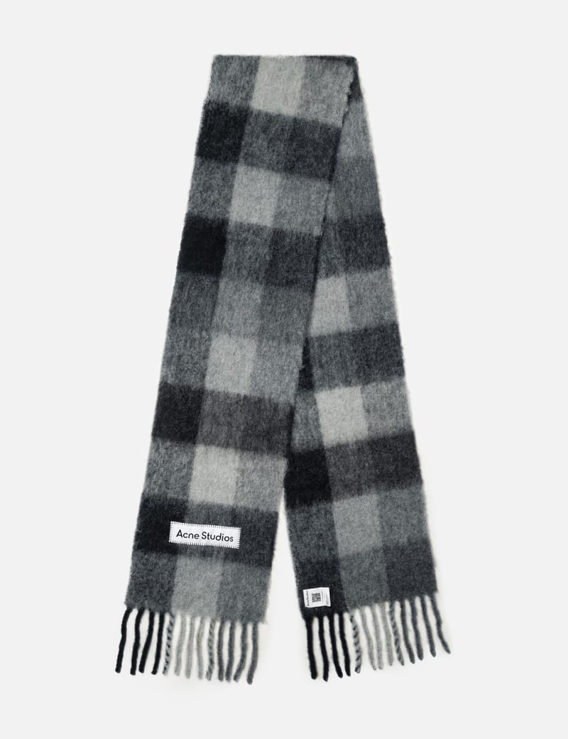 小物 Acne Studios MOHAIR CHECKED SCARF Acne Studios - Mohair checked scarf - Green/grey/black