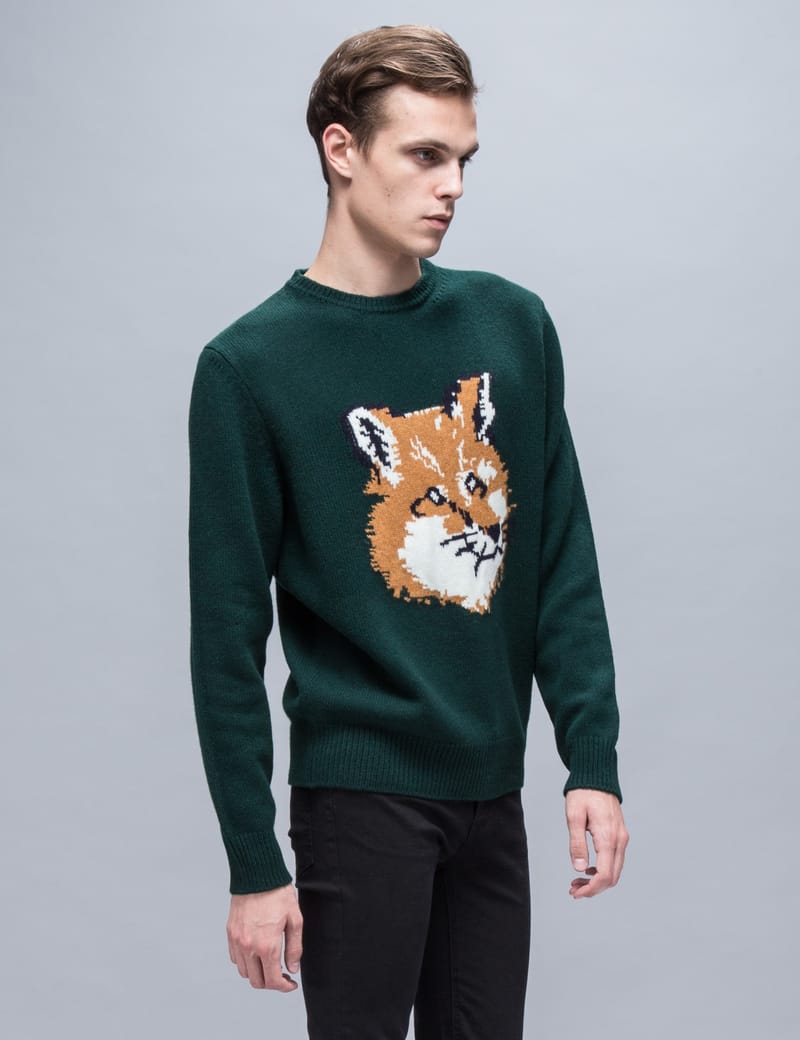 Maison Kitsuné - Fox Head Pullover Sweater | HBX - Globally Maison Kitsuné - Fox Head Pullover Sweater | HBX - Globally