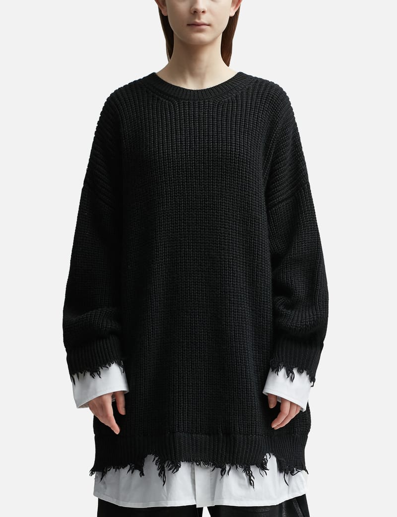 MM6 Maison Margiela - Bi-Fabric Knit Sweater | HBX - Globally