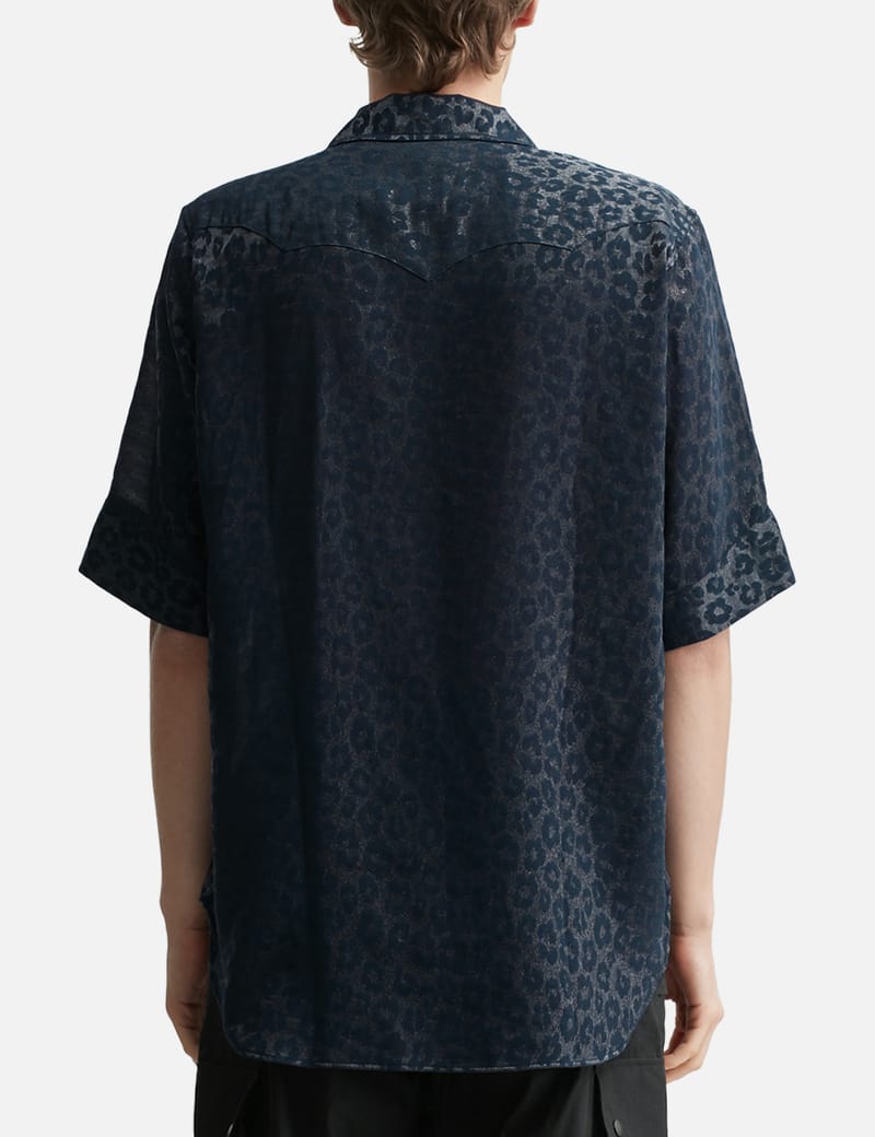 Needles Short Sleeves Western Shirt - Rayon Leopard Jacquard in