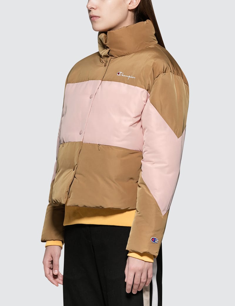 Champion colour block outlet puffer jacket