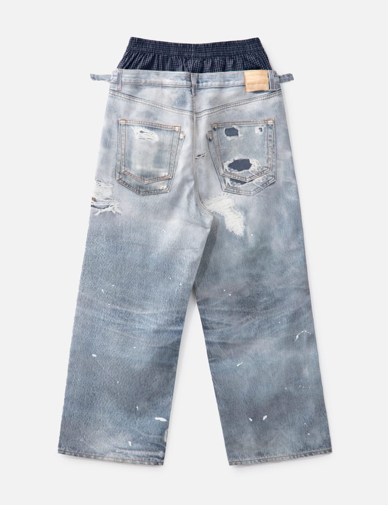 Protocol Index Trompe-l’œil LayeredPants Protocol-Index Trompe-l'œil Layered Pants - Oversized denim-look