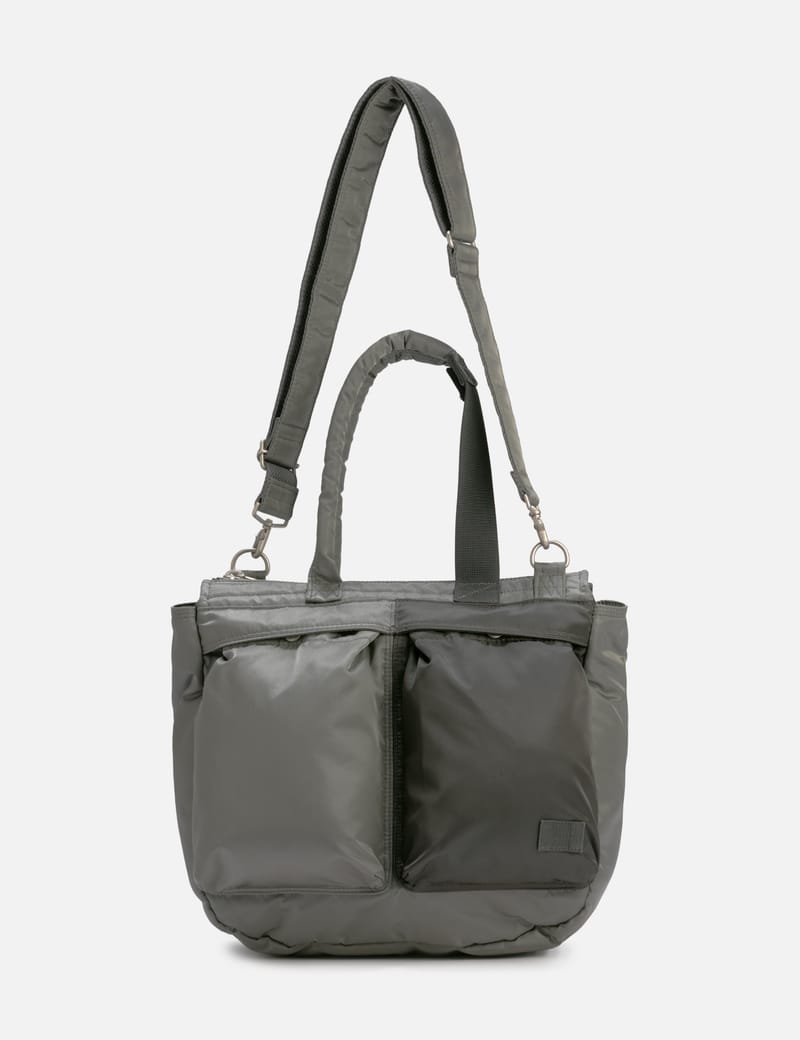 Sacai Porter 2 Tone Crossbody Bag - Gray nylon, oxidized hardware