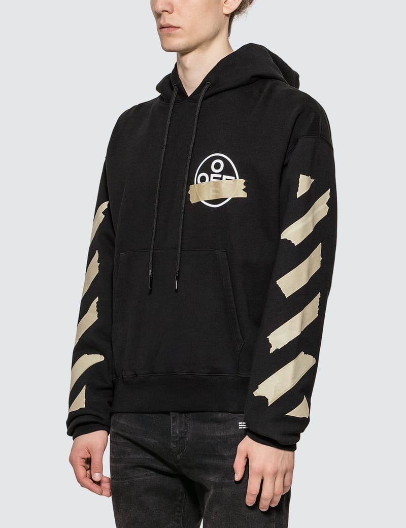 off white 18SS Tape Over Hoodie M パーカー 黒 - トップス