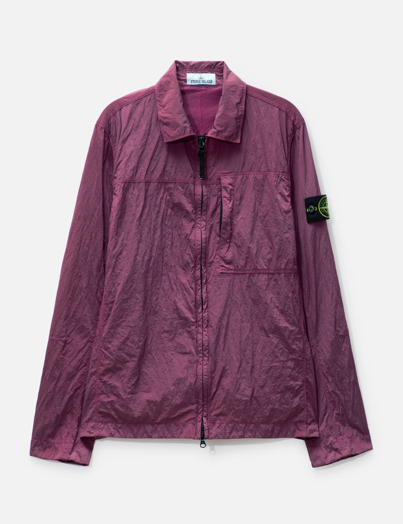 Burgundy stone island overshirt on sale