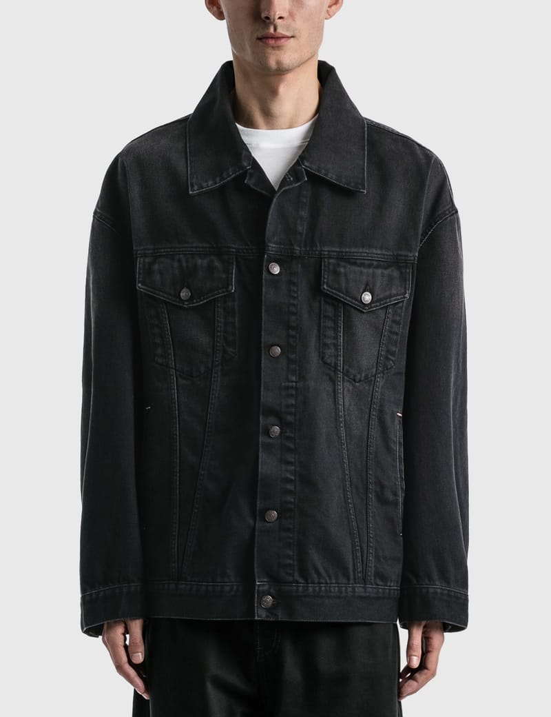 Washed out black outlet denim jacket