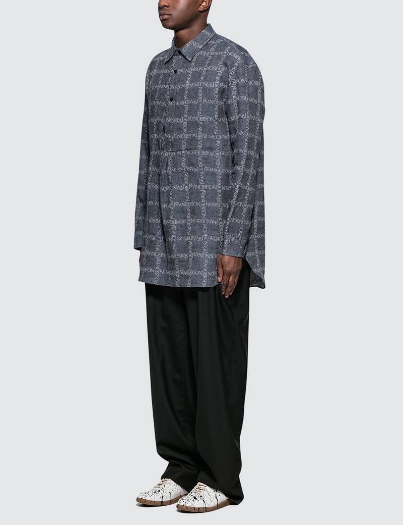 JW Anderson - Logo Grid Tunic Linen Shirt | HBX - Globally Curated