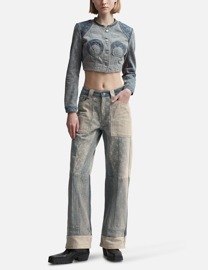 Marine Serre - Regenerated Denim Cropped Jacket | HBX
