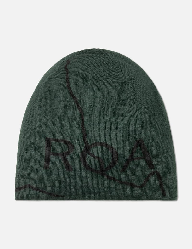ROA Logo Wool Beanie - Merino wool blend beanie with contrast logo