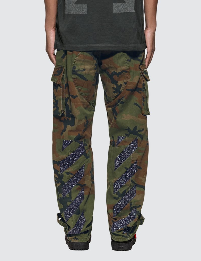正規品 美品 OFF-WHITE Bondage Camo Cargo pant OFF-WHITE Virgil Abloh Camouflage Cargo Pants Trousers Logo Zip