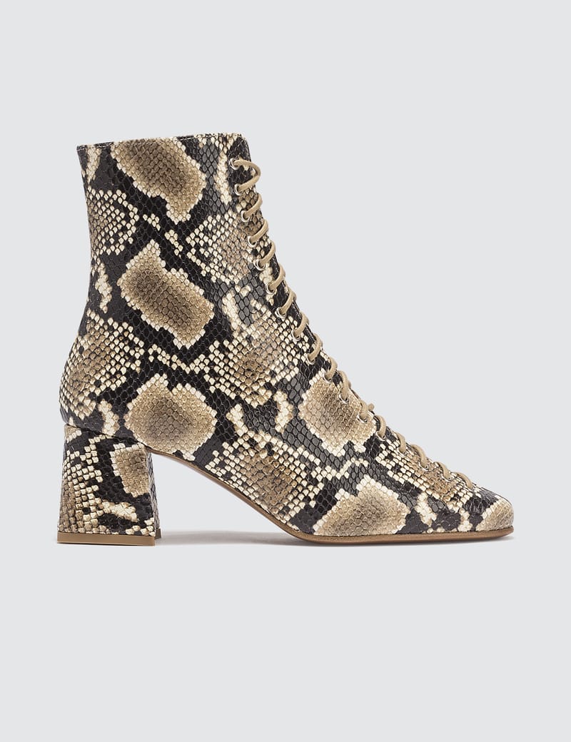 BY FAR Becca Snake Print Leather Boots HBX Globally Curated