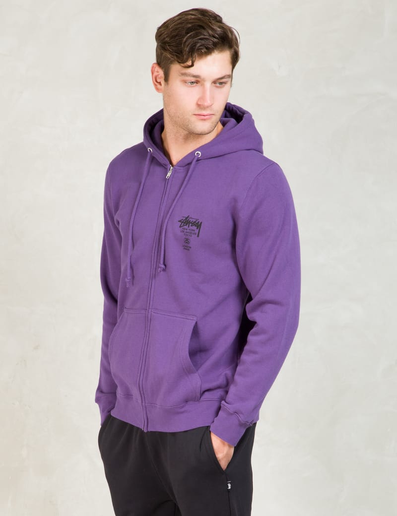 Stüssy - Purple World Tour Zip Hoodie | HBX - Globally Curated