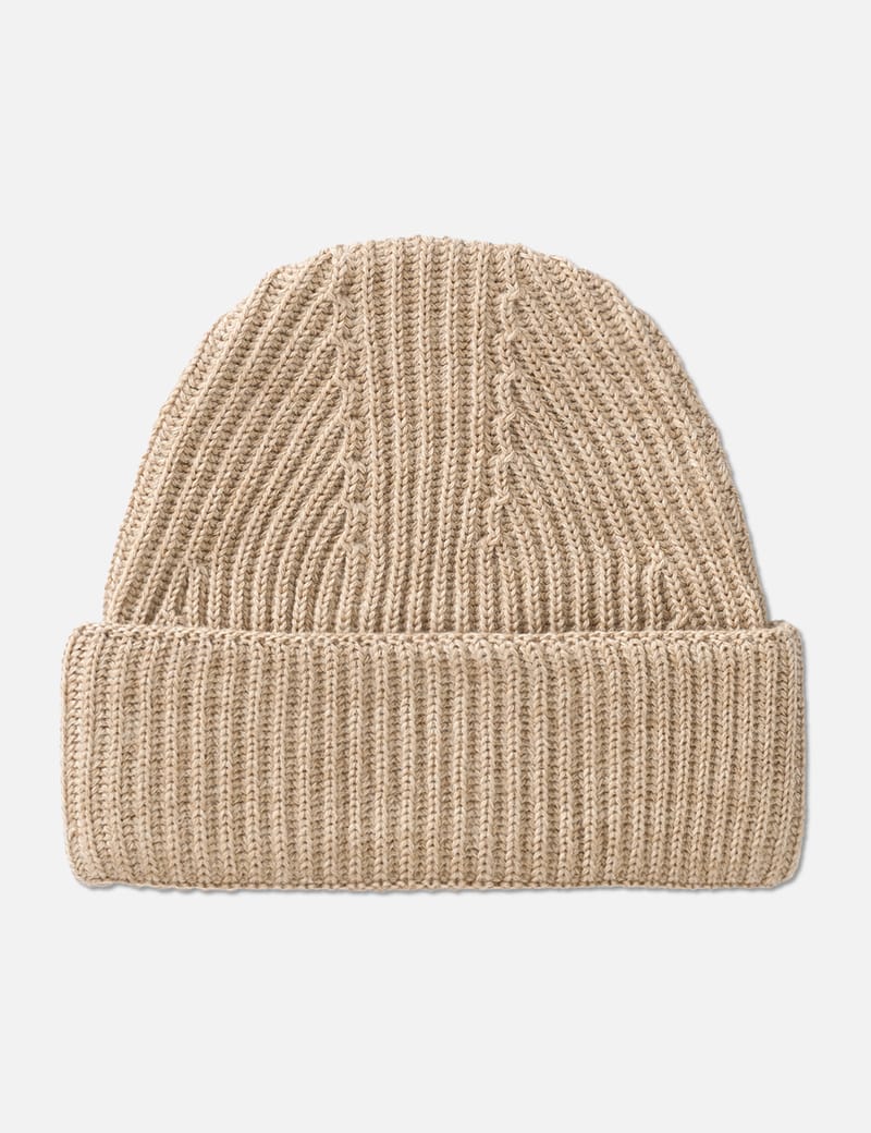 ★関税込★MAISON KITSUNE★Fox Head Patch Ribbed Beanie Beige Maison Kitsuné - Fox Head Patch Ribbed Hat | HBX - Globally
