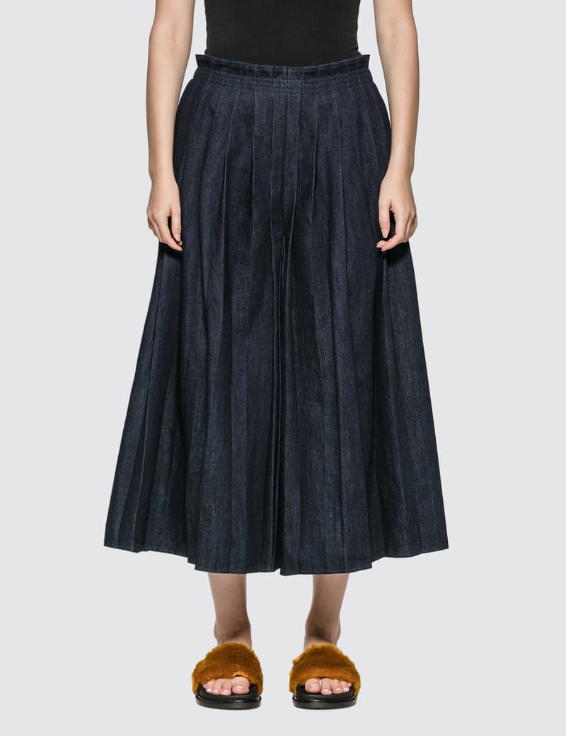 MM6 Maison Margiela - Denim Pleated Skirt Pants | HBX