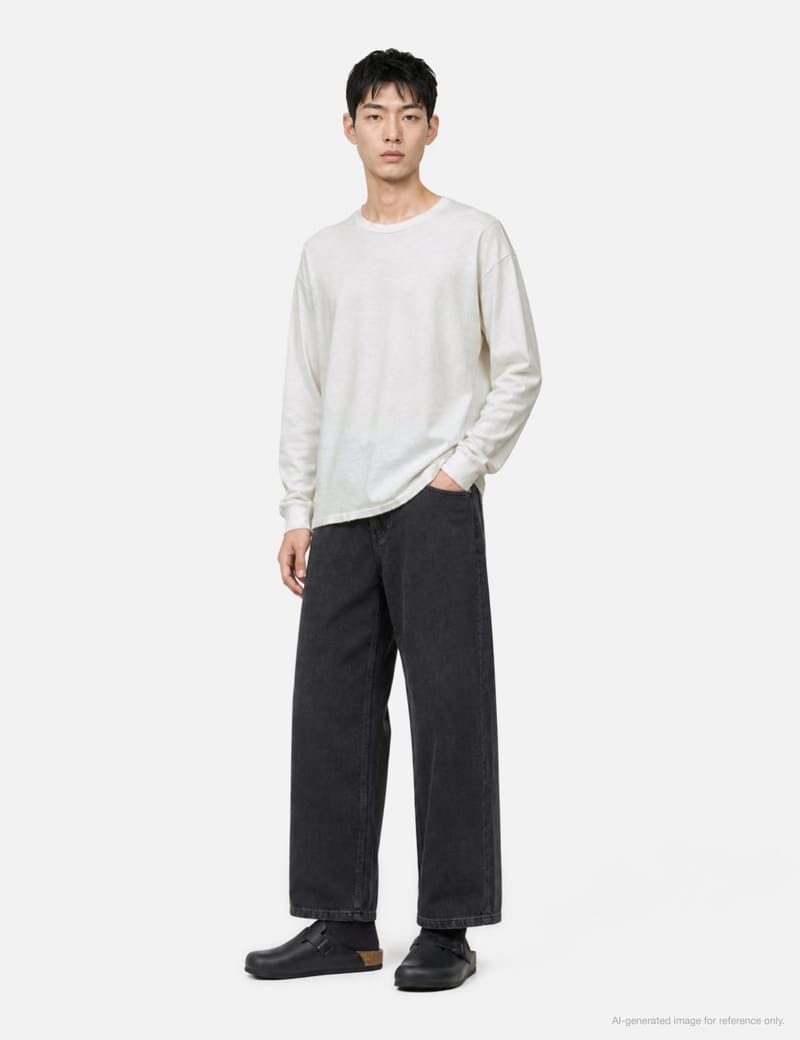 ANCELLM Embroidery Dyed LS T-Shirt - Oversized, distressed cotton