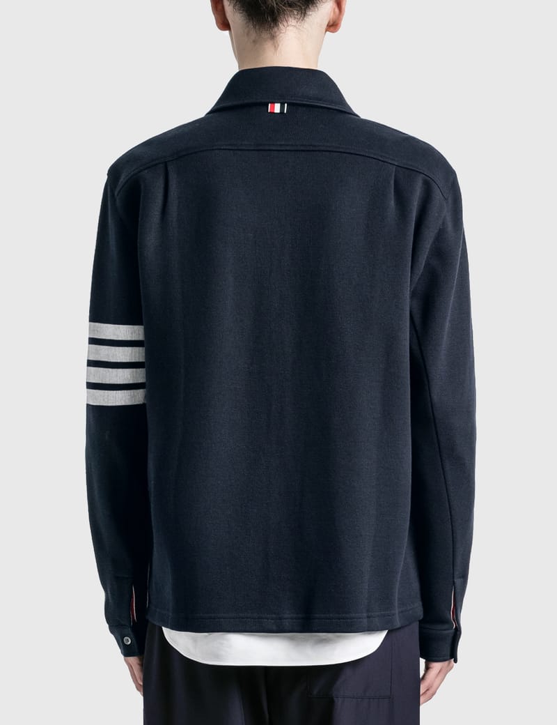 トム ブラウン - ネイビー ダブルフェイス コットンニット 4BAR ボタン
