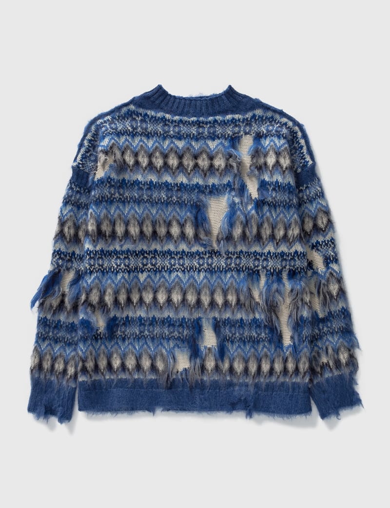 【送料&関税込】Maison Margiela High-neck Jumper Maison Margiela Distressed half zip sweater with ribbed high
