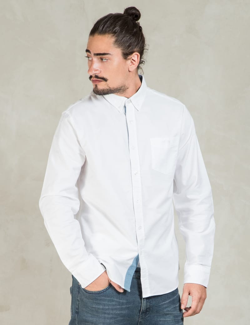 Stüssy - White Bad Boy Oxford L/S Shirt | HBX - Globally